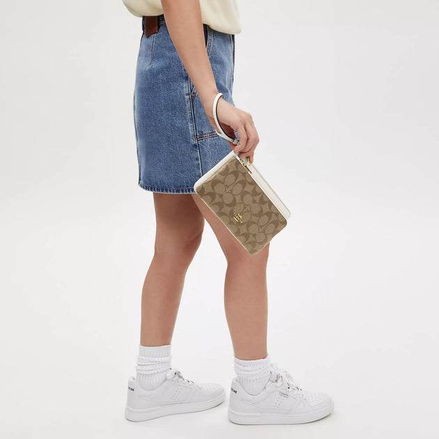 Coach Outlet Double Zip Wallet In Signature Canvas | ShopSimon