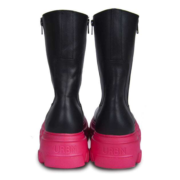 URBNKICKS Double Zipper Leather Boots Pink US 7 4