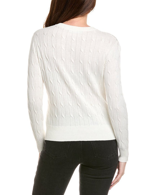 Hannah Rose Cable Knit Cardigan White Small 3