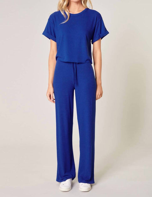 SUGARLIPS Leisure Ribbed Knit Drawstring Pants Blue Small 4