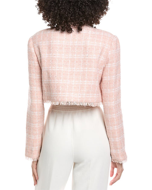 Toccin Lainey Cropped Tweed Jacket Pink US 12 3
