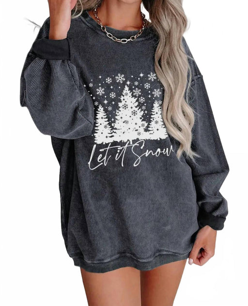Lovesoft Christmas Tree Corded Sweatshirt Grey 2X 3