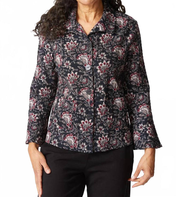 Habitat Batik Floral Flounce Jacket Black Medium 2