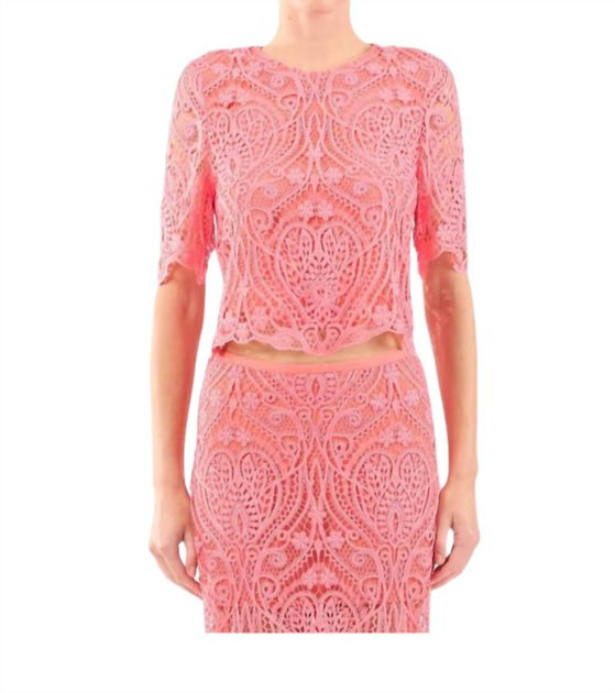 Le Superbe Rosey Glo Lace Tee Pink US 6 2
