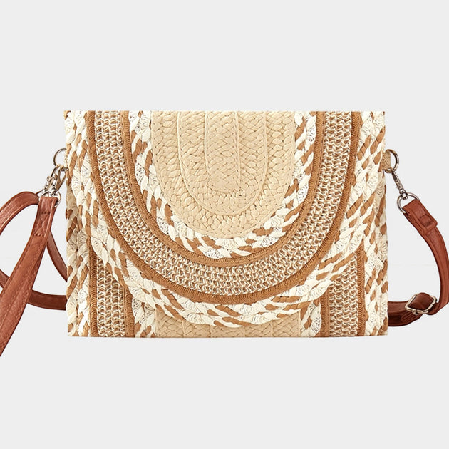 FASHNZFAB Straw Clutch Bag Grey One Size 2