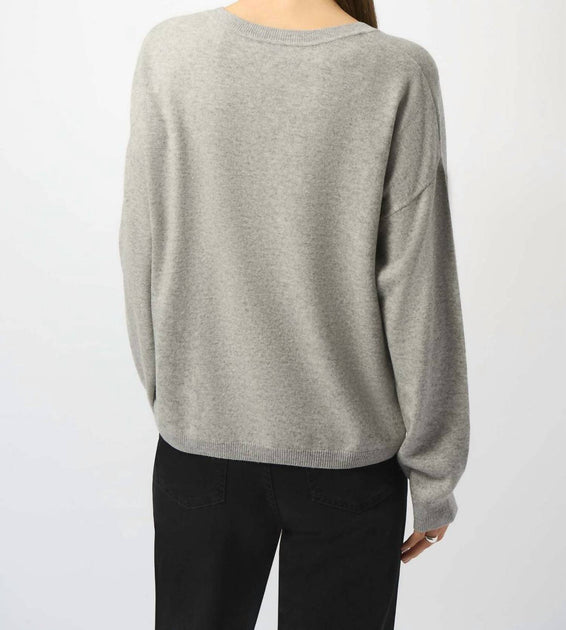 Joseph Ribkoff V Neck Boxy Sweater Grey Medium 3