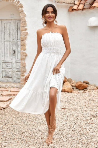 TRUEDAMES Off Shoulder Strapless A-Line Dress Black Medium 4