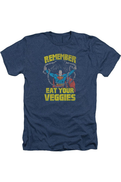 Gildan Superman Veggie Power Adult Heather Tee Blue Small 2