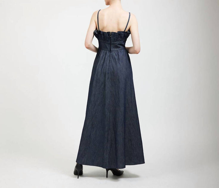 Batsheva Amara Maxi Dress Blue US 6 4