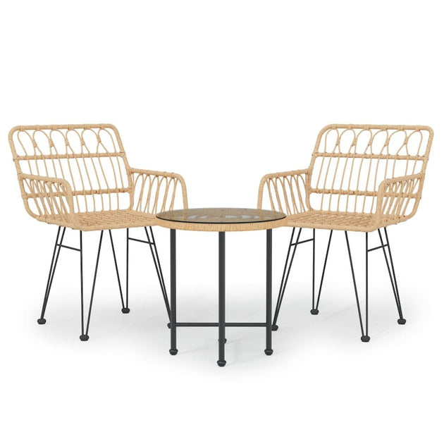 VidaXL 3 Piece Patio Dining Set Poly Rattan 5