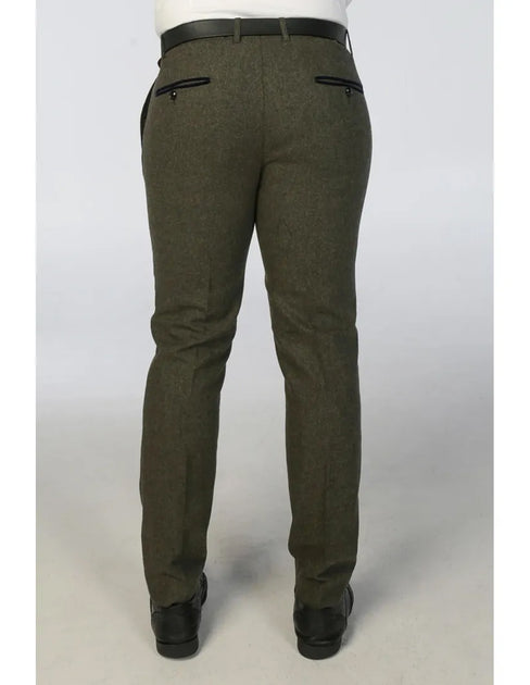 Infinity Tweed Formal Trousers Olive Green 32 4