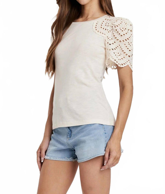 Another Love Shea Eyelet Top Beige Small 4