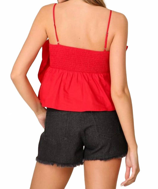 Timing Front Bow Coquette Top Red Large 4