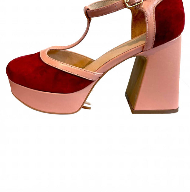 Cecelia New York Novice Platform T-Strap Heels Red US 8.5 3