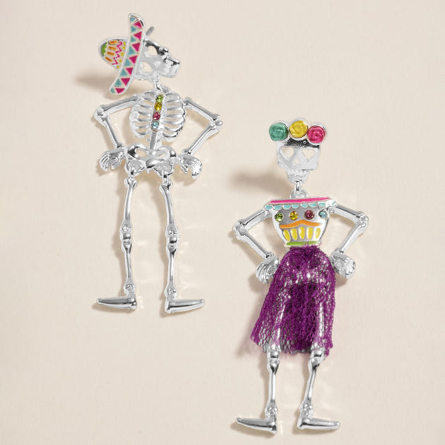 FASHNZFAB Day of the Dead Skeleton Earrings Red 3