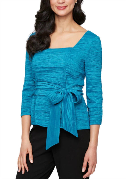 Alex Evenings Textured Top Blue XLarge 2