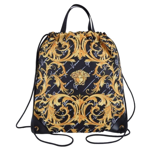 Versace Nylon Barocco Signature Print Drawstring Backpack Multi One Size 2