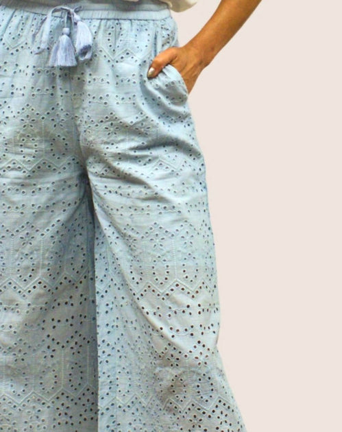 Caite & Kyla Joya Eyelet Pant Blue Medium 3