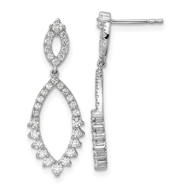 Diamond2Deal Lab Grown Diamond Teardrop Dangle Earrings Silver 2
