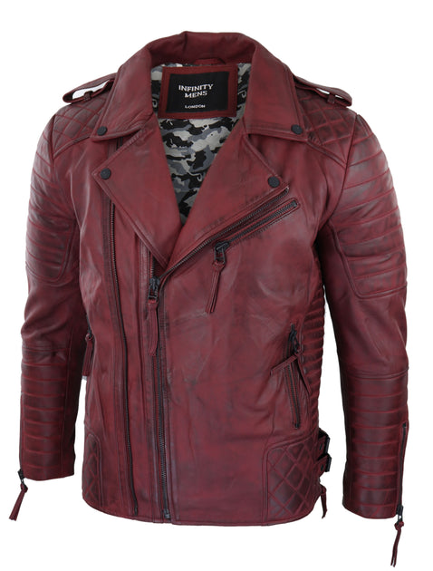 TruClothing Cross Zip Biker Leather Jacket Black XXL 4