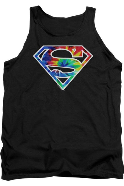 Gildan Superman Tie Dye Logo Tank Top Black Medium 2