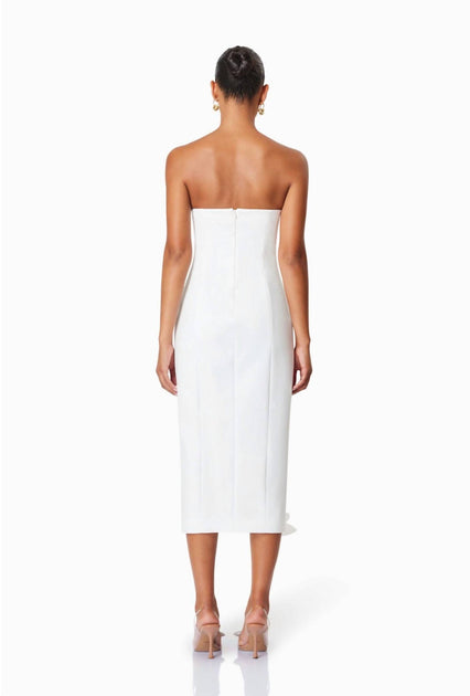 elliatt bethany mini dress ELLIATT Bethany Strapless Floral Midi Dress In White