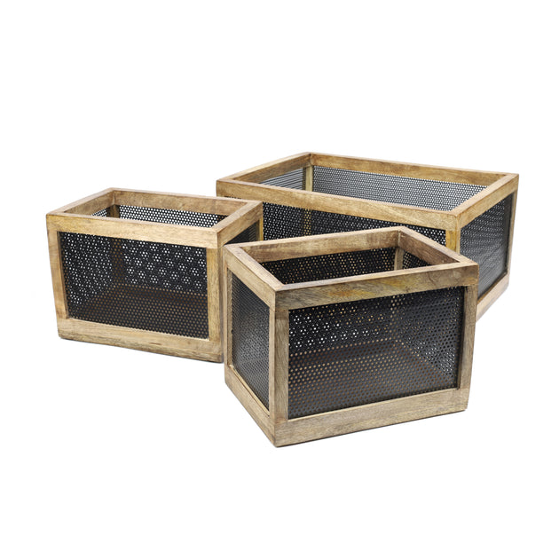 Happimess Fallon Nesting Storage Basket Black Natural Set of 3 2
