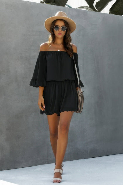 TRUEDAMES Chiffon Off Shoulder Romper Yellow XLarge 3