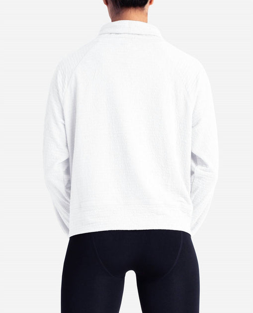 Danskin Textured Pullover Sweatshirt White Large 3