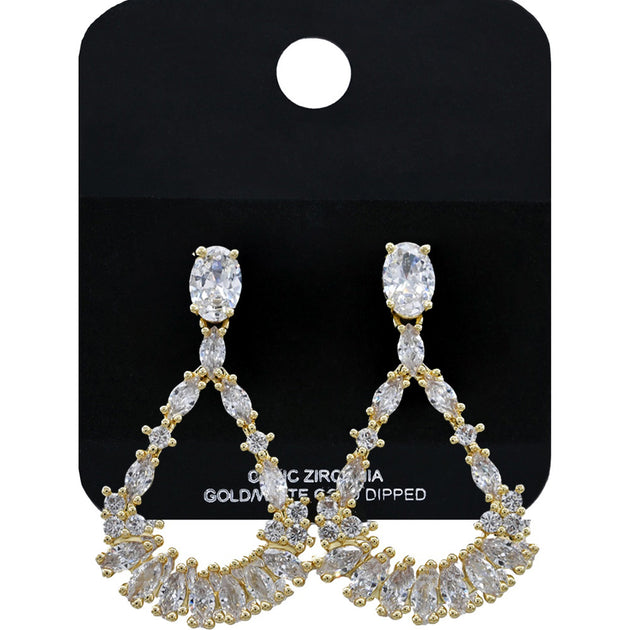 FASHNZFAB Teardrop Cubic Zirconia Earrings Black 2