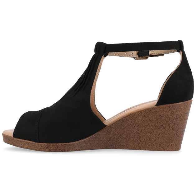 Journee Collection Kedzie Wedge Sandals Red US 8.5 3