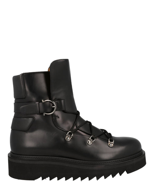 Ferragamo Giulio Lace-Up Demi Boots Black US 9 2
