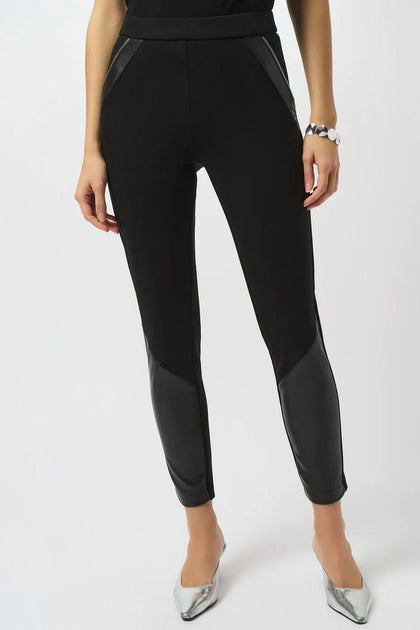Joseph Ribkoff Color Block Leatherette Pull-On Leggings Black US 6 2