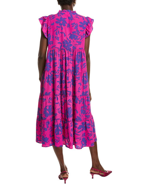 IPPONELLI Tiered Midi Dress Pink Small 3
