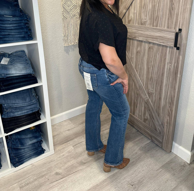 Risen Mid Rise Straight Leg Denim Jeans Blue 32 3