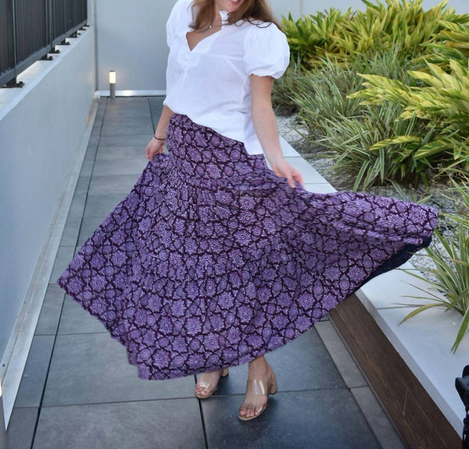 Tarun Fab & Tex Boho Long Maxi Skirt Lila Medium 2