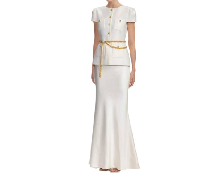 Robe Maxi Self-Portrait Taffeta Chain Belt Blanche US 2 3