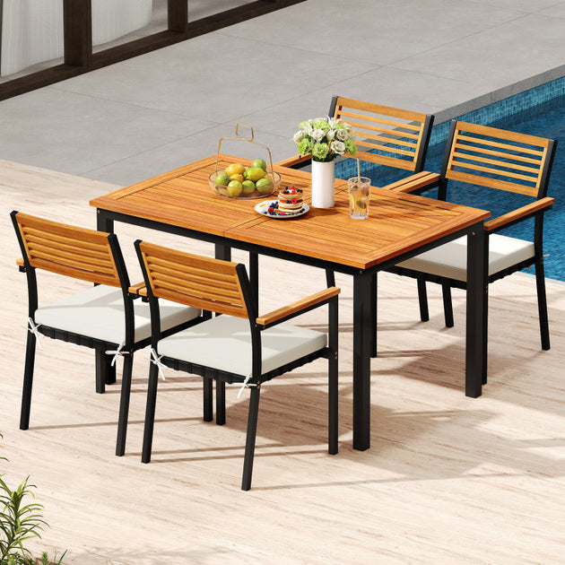 Hivvago Extendable Solid Wood Dining Table Natural 3