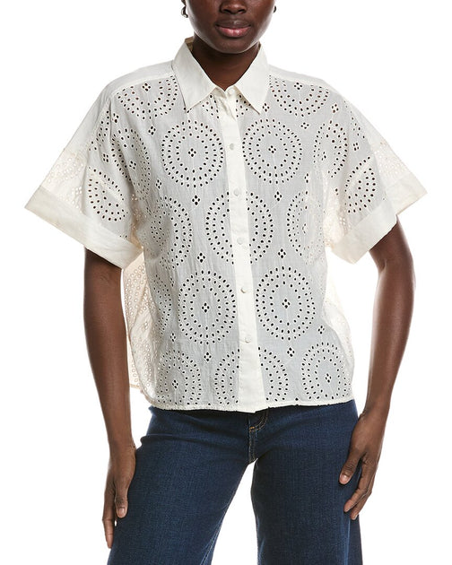 Hugo Boss Bisenas Eyelet Shirt White US 6 2