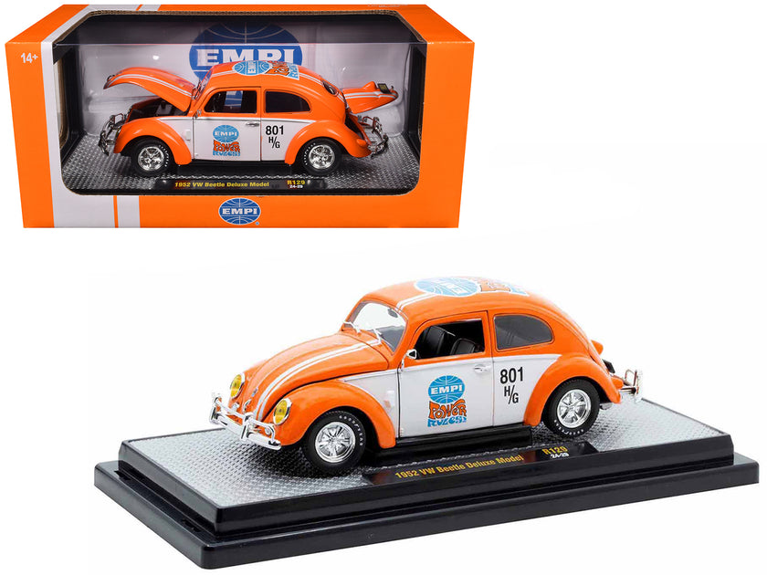 M2 Machines 1952 Volkswagen Beetle Deluxe Model Orange and White 1/24 2