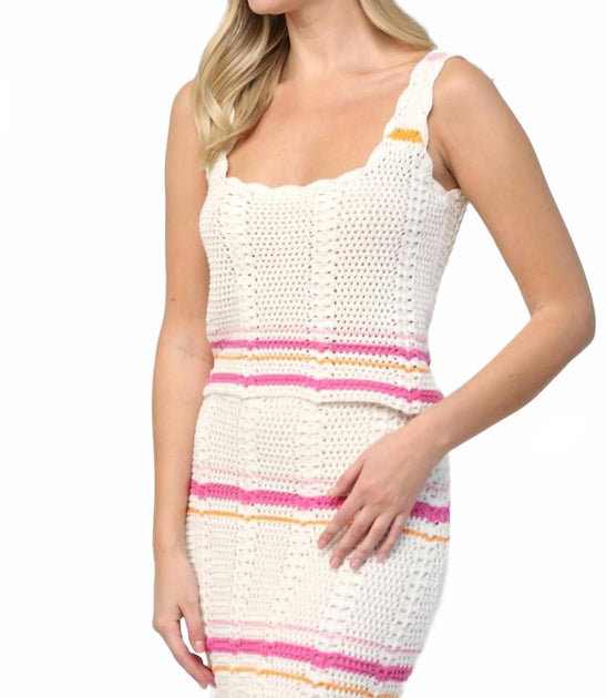 FATE Crochet Tank Sweater White Large 3