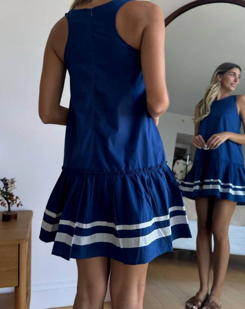 Mint Flared Hem Mini Kleid Blau XS 4