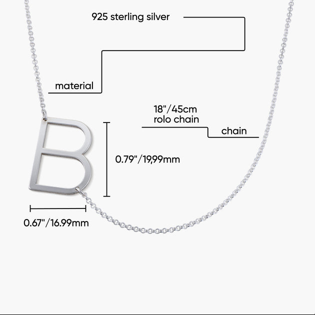 Oak & Luna Sideways Initial Necklace Silber 3