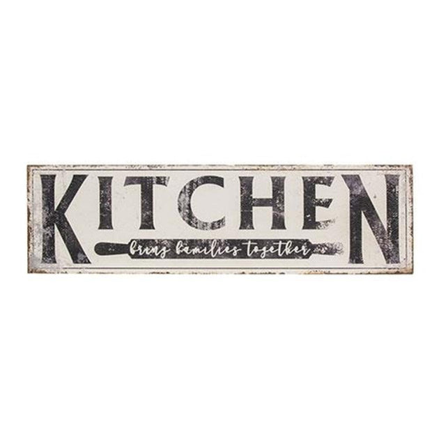 Hivvago Kitchen Brings Family Together Distressed Metal Sign 2