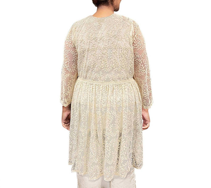On The Plus Side Betty Mesh Lace Duster Beige 4X 3