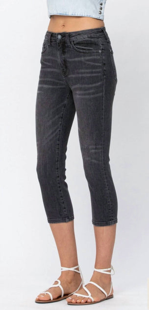 Judy Blue Cuffed Skinny Capri Pants Grey 24 3