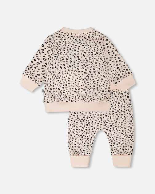 Deux par Deux Sweater and Pants Set Peach Animal Print 3-6 Months 3