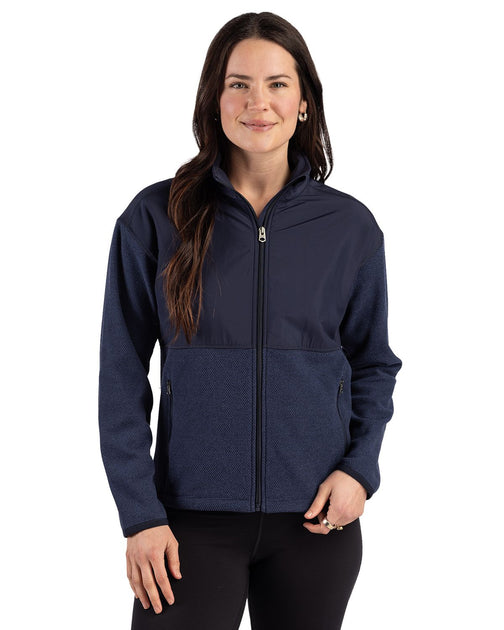 Cutter & Buck Hunts Point Recycled Fleece Hybrid Full Zip Jacket Multi Medium 4