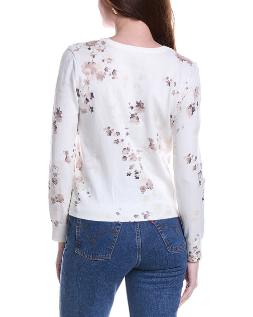 Vince Camuto Delicate Flower Wool-Blend Cardigan White XS 3