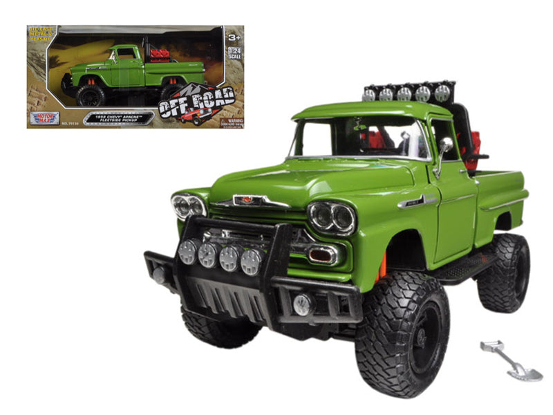 Motormax 1958 Chevrolet Apache Fleetside Pickup Truck Green 1/24 2